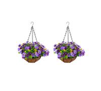 2X Artificial Hanging Flowers in Basket for Patio Lawn Garden Decor, for the Decoration of Outdoors and Indoors-