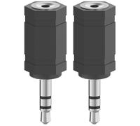 2x Audio Headphone Adapter 2.5mm Female Jack to 3.5mm Male Plug, Black