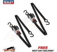 2X Auto Retract Ratchet Tie Down Strap Sealey ATD25301 25mm x 3 Metre + Hooks