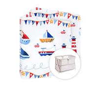 2X Baby Comfort Nursery 100% Cotton Fitted Sheet to fit 95x65 cm Travel Cot (Marina)
