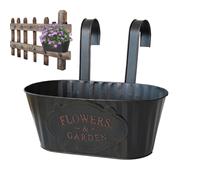 2X Balcony Fence, Metal Hanging Plant Pot, Outdoor Fence Hanging, Countryside Window Flower Boxes, Home Decoration Flower Bucket, 28x24x9.5cm
