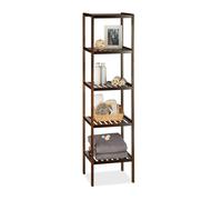 2x Bamboo bathroom shelf 5-Tier Organizer Compact Dark Brown Bamboo Storage Rack
