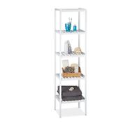2x Bamboo bathroom shelf 5-Tier Organizer Compact White Bamboo Storage Rack