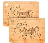 2X Bamboo Wood Cutting Boards 33x23 cm with Juice Groove 20 mm Thick