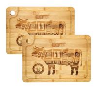 2X Bamboo Wood Cutting Boards 33x23 cm with Juice Groove 20 mm Thick