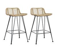 2x Bar Chairs Rattan Armchairs Bedroom Seats Home Couch Natural/Black vidaXL