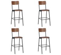 2x Bar Stools Kitchen Dinner Chair Solid Plywood Steel Multi Colours vidaXL