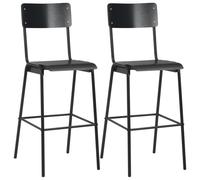 vidaXL 2x Bar Chairs Brown Solid Plywood Steel Kitchen Dining Room Seat Stool
