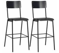 2x Bar Stools Kitchen Dinner Chair Solid Plywood Steel Multi Colours vidaXL