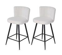 2X Bar Stools Modern Plush Teddy Velvet Upholstered Seat Kitchen Island Stools