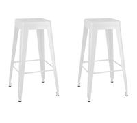 vidaXL 2x Bar Stools Stackable Black Metal Kitchen Chairs High Counter Seats