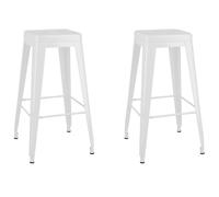 2x Bar Stools Stackable Metal Kitchen Chairs High Counter Seats White/Black vida