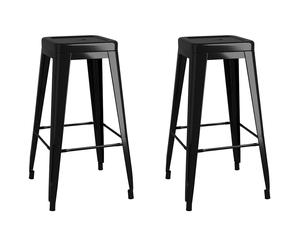 2x Bar Stools Stackable Metal Kitchen Chairs High Counter Seats White/Black vida