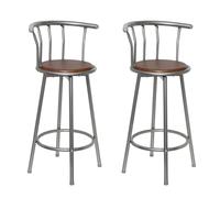 2x Bar Stools Steel Designer Gas Lift Breakfast Bar Chairs Black/Brown vidaXL