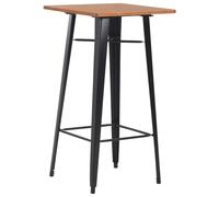 2x Bar Table Black 60cm Solid Pine Wood Steel Kitchen Dining vidaXL