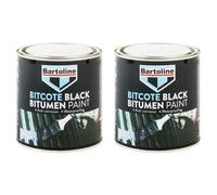 2X Bartoline Bitcote Black Bitumen Paint Anti-Corrosion Waterproof Flexible 1L