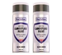 2X Bartoline Camouflage Paint Olive Green Spray Durable Finish 400Ml