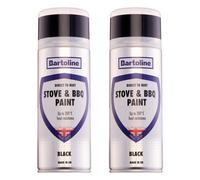 2X Bartoline Direct To Rust Stove & Bbq Paint Black Protective Coating 400Ml