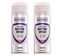 2X Bartoline Glitter Spray Clear Sealant Silver Gloss Multi-Surface Finish 400Ml