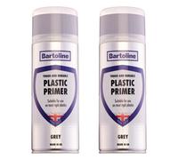 2X Bartoline Plastic Primer Quick Dry Plastic Paint Adhesion Grey Topcoat 400Ml