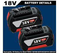 2x BAT609 18V 8.0Ah Lithium Battery Replacement for Bosch BAT610G BAT618G BAT619