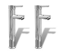 2x Bathroom Faucet Mixer Taps Chrome Bath Plumbing Fixture Fitting vidaXL