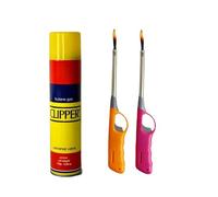 2X BBQ Lighter with Butane Gas Refill - 27cm Long Firelighters for Kitchen, Barbecue & Camping | Candle Lighter, Multipack - Assorted Colors