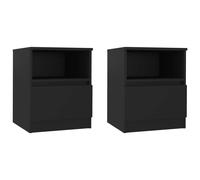 2x Bed Cabinets Black Engineered Wood Bedside Nightstand Furniture vidaXL