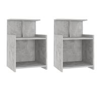 vidaXL 2x Bed Cabinets Concrete Grey Chipboard Bedside Nightstands Furniture