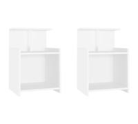 2x Bed Cabinets White Engineered Wood Home Bedside Table Nightstand vidaXL