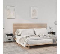 2x Bedside Cabinets Concrete Grey Engineered Wood & Metal 40 x 35 x 47.5 cm Pair