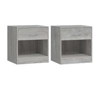 (Grey sonoma) vidaXL 2x Bedside Cabinets with Drawer Nightstand Bedroom Table Multi Colours