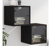 2x Bedside Cabinets with Glass Doors Nightstand Bed Side Table End Table vidaXL