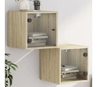 2x Bedside Cabinets with Glass Doors Nightstand Bed Side Table End Table vidaXL