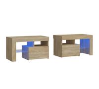 2x Bedside Cabinets with LED Lights Side Table Nightstand Multi Colours vidaXL