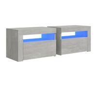 2x Bedside Cabinets with LEDs Nightstand Bed Cabinet Multi Colours vidaXL