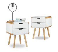 2x Bedside table Nightstand Compact Dresser 2 Drawers Side Table Console Table