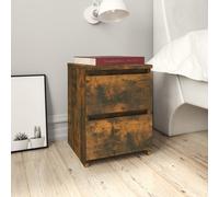 2x Bedside Tables Smoked Oak Engineered Wood 30x30x40cm 2 Drawers Modern Set Duo