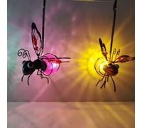 2X Bee Solar Lights Outdoor Garden | LED Hanging SolarLantern | Novelty Bee Lantern Garden Ornament with Bouncy Springs | Waterproof Bee Lights for Outside, Backyard, Porch, Yard, Patio, Pathway
