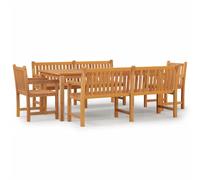 (2x bench + 2x armchair + table) vidaXL Solid Wood Teak Garden Dining Set Patio Table Furniture Multi Models
