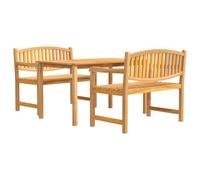 (2x bench + table, 140 cm table length) vidaXL Garden Dining Set Outdoor Table and Chairs 4 Piece Solid Wood Teak