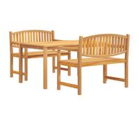 (2x bench + table, 150 cm table length) vidaXL Garden Dining Set Outdoor Table and Chairs 4 Piece Solid Wood Teak