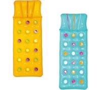 2x Bestway Inflatable 18 Pocket Fashion Sun Lounger Lilo Swimming Pool Air Bed Mat