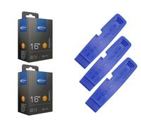 2x bicycle tube Schwalbe 57-305 (16x2.25) DV 32mm Dunlop valve + tire lever