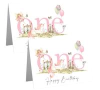 2x Birthday Card for First Birthday One Year Old Girl made from Recycled Paper (Double Set)