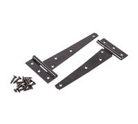 2X Black 152mm Heavy-Duty T-Hinges - Decorative Metal Outdoor Garden Gate Wood Shed Door Hardware Hinge - by Blackspur