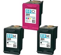 2x Black & 1x Colour Genuine Original HP 301 Ink Cartridges For use with HP Deskjet 2540 Printers
