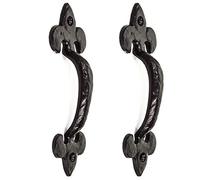 2X Black Cast Iron 7" Fleur De LYS Pull Handles