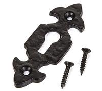 2X Black Fleur-de-LYS Cast Iron Keyhole Covers Y