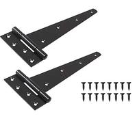 2X Black Heavy Duty Tee Hinges - Long Gate/Shed/Door T Hinges 250mm,300mm (406 mm (16") Tee Hinges (Black))